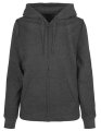 Dames Hooded Sweater Build Your Brand Basic Full Zip Charcoal